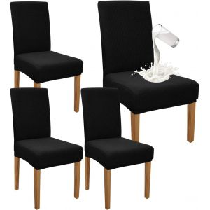 ERYI-Lot De 4 Housses De Chaise De Salle À Manger À Dossier Haut, Extensibles, Lavables Et Amovibles Pour Salle À Manger, Cuisine, Fête, Hôtel (Noir, Lot De 4) - Neuf