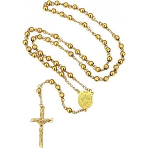 Trahoo-Collier Chapelet Catholique En Acier Inoxydable Pour Femme Homme, Chaîne De Rosaire 66cm Avec Médaille De Vierge Marie Et Pendentif Crucifix, Cadeau Bijou Pour Communion Et Baptême - Neuf