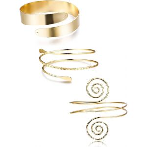 Eryi-3 Pièces Ensemble De Bracelets De Bras Réglables Bracelets Brassard En Métal Bracelets De Bras Minimalistes Bracelet À Bras En Spirale Punk Pour Les Femmes - Neuf