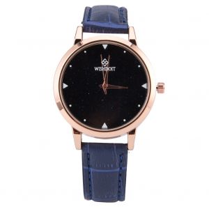 Montre A Quartz Retro A Cadran Rond, Bracelet En Cuir Synthetique (Bleu) - Neuf