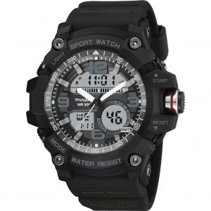 Montre Numerique Multifonctionnelle Panars Pour Homme, Etanche, Double Affichage, Pour Sports De Plein Air (Noir) - Neuf
