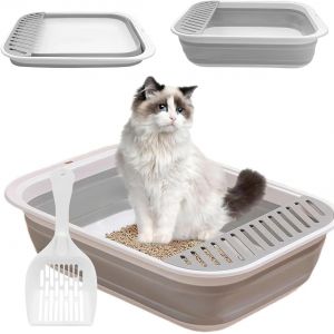 Bac À Litière Pour Chat,Grande Maison De Toilette Pliable Avec Pelle À Litière,Portable,Entrée Basse,Toilettes De Voyage Avec Pédale De Sable Tombante Pour Chats Jusqu'aux Chats Plus Âgés.[P16] - Neuf
