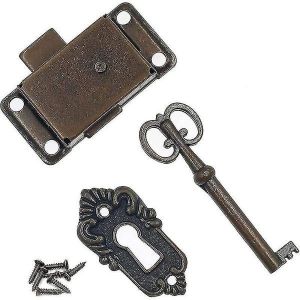 Serrure de porte d'armoire vintage de style ancien avec cl&eacute; &iquest; S&eacute;curit&eacute; &eacute;l&eacute;gante pour meubles et d&eacute;coration - Neuf