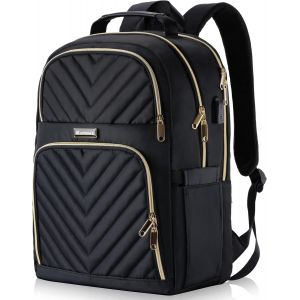 Sac &Agrave; Dos Pour Femmes, Sac &Agrave; Dos Pour Fille Scolaire De 15,6 Pouces Avec Port De Charge Usb, Sac &Agrave; Dos Pour Ordinateur Portable Sac De Jour &Agrave; La Mode Imperm&eacute;able &Agrave; L'Eau Pour L'&Eacute;cole, Noir - Neuf
