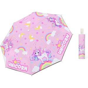 Jgd-Parapluie Pliant Enfant Automatique, Parapluie Anti-Uv Compact Avec Bande R&eacute;fl&eacute;chissante 360&deg;, L&eacute;ger Et Mignon Parasol Enfant Anti-Rebond S&ucirc;r Pour B&eacute;b&eacute; Fille Gar&ccedil;on - Neuf