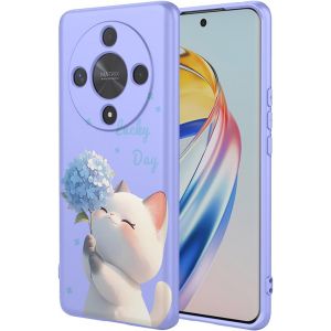 Kal-Silicone Coque Pour Honor Magic6 Lite 5g (Magic 6 Lite), Antichoc Souple Soyeux Très Mince Premium Tpu Housse, Élégant Simple Mignon Motif Étui, Anti-Rayures Tissu Microfibre, P9 - Neuf