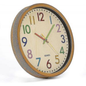 Horloge murale pour enfants,12 pouces/30 cm Horloge murale pour enfants avec mouvement silencieux et chiffres colorés,sans tic-tac,facile à lire,accessoires pour la maison - Neuf