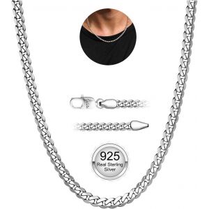 Trahoo-Collier Homme Argent, Chaine Homme Argent 925 3mm/5mm Chaîne De Collier Pour Hommes Robuste Chaîne En Argent Or Hypoallergénique Bijoux Pour Homme Garçon - Neuf