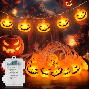 Halloween Guirlande Lumineuse, 4.7 M 30 Led Citrouille Lumineuse Halloween, 8 Modes &Eacute;tanche Guirlande Lumi&egrave;res Halloween Exterieur, Halloween Decoration Pour Jardin Festival Int&eacute;rieur - Neuf