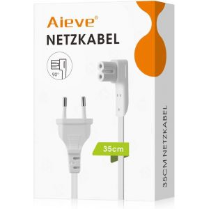 Câble d'alimentation - 35 cm - Câble d'alimentation à angle droit - Fiche européenne C7 - Compatible avec les haut-parleurs Wi-Fi Sony Play : 1 One SL et Sonos One - Gris/blanc - Prise UE - Neuf