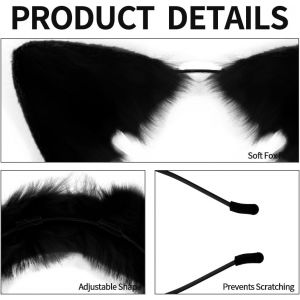 Tzf-Oreille De Chat,Serre Tete Chat,Bandeau Oreille Femme,Serre Tete Halloween,Deguisement Chat,Oreille Chat Serre Tete Noir,Cosplay Chat Renard,Serre Tete Noël Saint Valentin,Accessoires Fête - Neuf