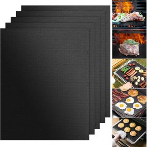 SUBZONAL-Tapis de Cuisson Barbecue, Lot de 5 Tapis de Cuisson Reutilisable, Anti-Adh&eacute;rent Tapis BBQ Barbecue Plaque Feuille de Cuisson Four Accessoire pour Barbecue &agrave; Gaz Charbon Electrique 40 x 50cm - Neuf