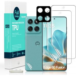 JGD-pour Motorola Edge 60 Fusion 5G 6,67"" 2 Pi&egrave;ce TPU Protection,film souple flexible,avec 1 Pi&egrave;ce Protection Cam&eacute;ra,1 Pi&egrave;ce Film Arri&egrave;re,facile installer - Neuf