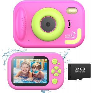 Mevronisshop-Appareil Photo Submersible Enfant 10m Cam&eacute;ra &Eacute;tanche 48mp Vid&eacute;o 1080p Avec Flash Id&eacute;al Piscine Plage Snorkeling Cadeau Enfant Avec Carte 32gb - Neuf