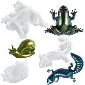 ERSHI-Lot de 3 moules en silicone en résine époxy 3D en forme d'animal pour décoration murale, bureau, armoire[3153] - Neuf