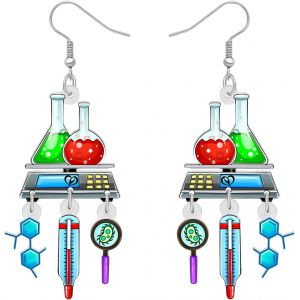 Kal-Journée Des Enseignants Boucles D'oreilles Scientifiques En Acrylique Coloré Bijoux À Pampilles Pour Accessoires Pour Enseignants Femme Cadeau À Breloques - Neuf