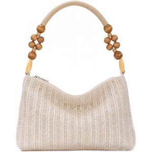 nzqaf-Sac Fourre-Tout en Paille pour Femmes Sac de Plage été Sac portés épaule en Raphia pour Vacances Voyages Sac d'aisselles Tissé(Beige) - Neuf