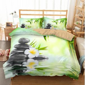 Housse De Couette X Pierre Zen Fleur De Bambou&pound;&ordm;housse De Couette Pi&iquest;&iquest;Ces Ensemble, Literie D Avec Pillow Shams Ultra Soft Easy Care- X - Neuf