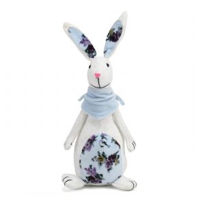 Adorable lapin de Pâques en peluche pour poupée avec écharpe, motif floral, en tissu, jouet, cadeau, ornement pour les fêtes de printemps, lit, canapé, décoration - Neuf