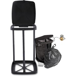KALANKA-Support Sac Poubelle, Poubelle Exterieur, Sac Poubelle Jaune, Porte Sac Poubelle avec Couvercle, Support de Sac Jaune réglable en Hauteur pour l'extérieur, Cuisine Sacs poubelles de 30-90L - Neuf