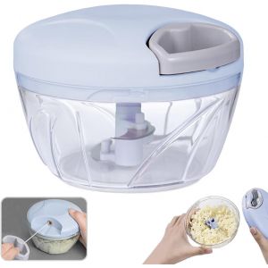 Hachoir &Agrave; L&eacute;gumes 500 Ml &iquest; Robot De Cuisine Manuel Multifonction &iquest; Design &Agrave; Tirer &Agrave; La Main Avec Poign&eacute;e Et Couvercle &iquest; Trancheuse, Coupe-L&eacute;gumes Et M&eacute;langeur Pour Oignons,Ail, Poivrons, Fruits,Noi - Neuf