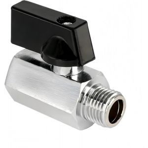 Mini robinet à bille en laiton G1/4"" femelle x G1/4"" mâle,DN8,Mini robinet à bille Robinet d'arrêt,Mini robinet d'arrêt chromé F G1/4""(Ø11,5mm) x M G1/4""(Ø12,5mm),Raccord fileté Laiton - Neuf