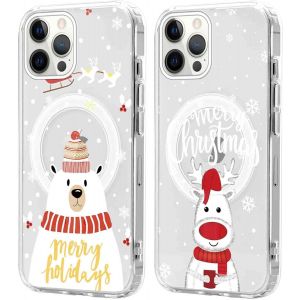 SJZG-2 Pi&egrave;ces No&euml;l Coque Magn&eacute;tique Pour Iphone 12 Pro Max 6,7'', Etui En Motif Dessin Cadeau De No&euml;l Compatible Avec Magsafe, Housse Christmas Silicone Bumper Cover Pour Iphone 12 Pro Max, No&euml;l 04 - Neuf