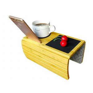 Tablette d'accoudoir de canap&eacute; avec emplacement pour t&eacute;l&eacute;phone et porte-gobelet - Neuf