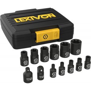 JEXNOVASHOP-Douille Torx Femelle set de13 | Douilles profil&eacute;s E Torx, Externe Douilles &eacute;toile Taille E4, E5, E6, E7, E8 E10, E12, E14, E16, E18, E20-3/8&iquest; &agrave; 1/4&iquest;, et 1/4&iquest; &agrave; 3/8&iquest; adaptateur incls (LX-1 - Neuf