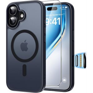 KALANKA-Magn&eacute;tique Coque pour iPhone 17 avec Verre Tremp&eacute;, Contr&ocirc;le de l'appareil Photo, Compatible avec MagSafe, Etui Translucide Mat Arri&egrave;re Housse Antichoc pour iPhone 17 6.3"", Noir - Neuf