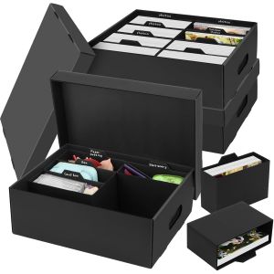 Mevronisshop-Lot De 3 Bo&icirc;tes De Rangement Pour Photos Avec Couvercle De 10 X 15 Cm - 8 Bo&icirc;tes Int&eacute;rieures - Album Photo - Organiseur De Photos En Carton Pour Artisanat, Photos, Scrapbooking- Noir - Neuf