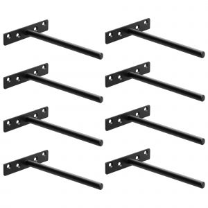 Equerre Etagere Murale Fixation Flottante Invisible, Support Etagere Murale En Métal, Tablette Flottante Support Charge Lourde, Longueur 150mm, Noir 8 Pcs - Neuf
