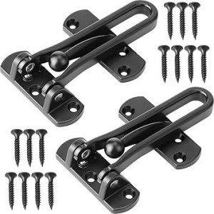 (Noir, Pack De 2)Renforcement De Porte Loquet De Bar Swing De Verrouillage De Sécurité À La Maison Avant De Serrures De Porte Pour Les Enfants Épaissir Solide En Alliage D'aluminium - Neuf