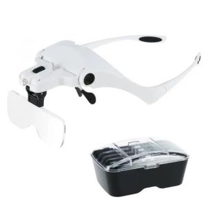 Loupe avec Monture Dotée D'éclairage, 5 Lentilles,pour Réparation de Montres,Portable,électroniques,Bijouterie,Dentisterie - Neuf
