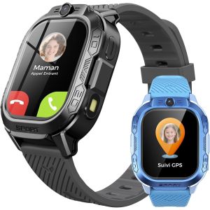 Montre Connectée Enfant GPS et Téléphone ¿ ChatGPT AI Montre Intelligente avec Appels Vidéo, Chat Vocal, SMS, WiFi, 47 Jeux, Mode Scolaire, 4 Modes Sportifs, Cadeau pour Enfants dès 4-13 Ans(Blau) - Neuf