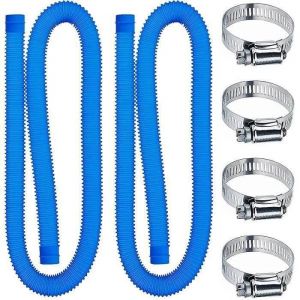 Tuyau de piscine - 32 mm - Longueur : 150 cm - Bleu - 2 tuyaux - Pour pompe de filtration et syst&egrave;mes d'eau sal&eacute;e - Neuf