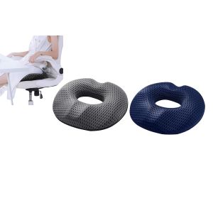 Lot de 2 coussins de si&egrave;ge ronds en mousse &agrave; m&eacute;moire de forme pour chaises de bureau et de maison - Gris - Neuf