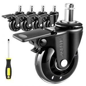 SUBZONAL-5PCS roulettes de Rechange pour Chaise de Bureau 11x22mm (avec Freins), Roues de Rechange Fauteuil de Bureau, roulettes Silencieuses pour Chaise Pivotantes 360&deg;, Roues Chaise Prot&eacute;ger Le Sol - Neuf