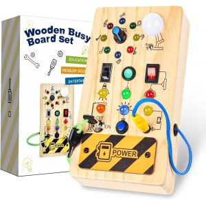 Mdy-Montessori Busy Board Light Switch, Jouet En Bois À Partir De 1 An, Tableau D'activités Electroniques Pour Bébé 18 Mois, Jouet D'apprentissage Sensoriel, Cadeau Pour Garçons Et Filles De 2 3 4 An - Neuf