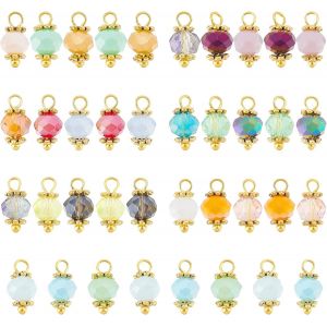 Meimie-140pcs Breloques Creation Bijoux Facettes 7 Couleurs Breloques En Verre Galvanisés Petites Breloques En Cristal Charms Pendentifs Pour Bijoux Colliers Boucles D'oreilles Bracelet - Neuf