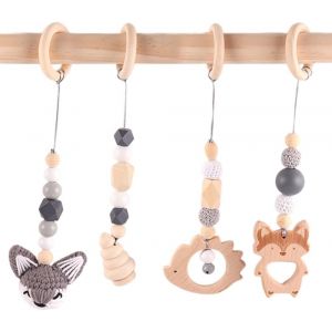 Subzonal-Lot De 4 Arches De Jeu En Bois Pour B&eacute;b&eacute; - Arche De Jeu Amovible - Pour Si&egrave;ge Auto, Poussette Et Si&egrave;ge Auto - Gris - Neuf