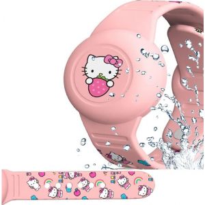MEVRONISSHOP-Enfants &Eacute;tanche pour Bracelet Airtag: Mignon Dessin Anim&eacute; R&eacute;glable Cach&eacute; pour Apple Air Tag Holder, &Eacute;tui en Silicone Souple Anti-Perte GPS Tracker Strap pour Tout-Petit (Chat) - Neuf