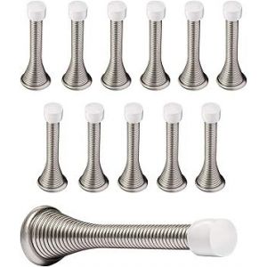 (Nickel satiné)Pack de 12 Printemps Butées de Porte 3 1/4" Flexibles de Lourds Printemps Bouchon de Porte avec Antirouille Vis de Caoutchouc de Pare-chocs Conseils - Neuf