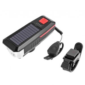 Lumière De Vélo Solaire Cyclisme De Nuit Chargement Usb Klaxon Lumière Lampe Avant De Vélo De Montagne Avec Feu Arrière Rond Rouge - Neuf