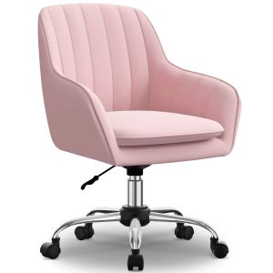 Chaise De Bureau&#xff0c;Fauteuil Bureau&#xff0c;rotation à 360°,hauteur réglable de 10 cm,capacité de charge de 150 kg,rose - Neuf