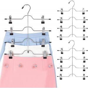 JEXNOVASHOP-3 Pcs Cintre Pantalon, Cintres Pince avec Clips Réglables Antidérapants Cintre Pantalons Gain de Place pour Jupes, Soutien-Gorge, Jeans, Vêtements, Chaussettes, Écharpe - Neuf