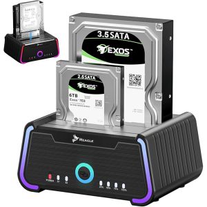 Sata Clone Docking Station D'Accueil 2X Sata Pour Disque Dur 2,5 Et 3,5"" Hdd/Ssd,2 X 22 To Windows,Linux,Mac Os Usb 3.2 Gen 1 Superspeed Usb 5 Gb/S - Neuf