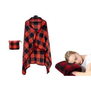 Ensemble couverture et oreiller de voyage - Ch&acirc;le en flanelle multifonctionnel pour une utilisation en avion - Neuf