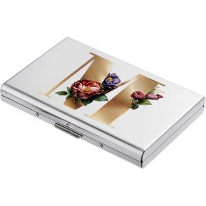KALANKA-® Porte Cartes de Crédit, Portefeuille Fin en Métal avec Blocage RFID, Design Tendance et Motifs Artistiques, pour Homme et Femme. (6 Cartes/Argent/M) - Neuf