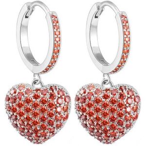 Kal-Boucles D'oreilles Pendantes En Forme De Coeur Pour Femmes, Boucles D'oreilles Hypoallerg&eacute;niques Plaqu&eacute;es Or Rose Et Argent Avec Cristal De Zircone Cubique - Neuf